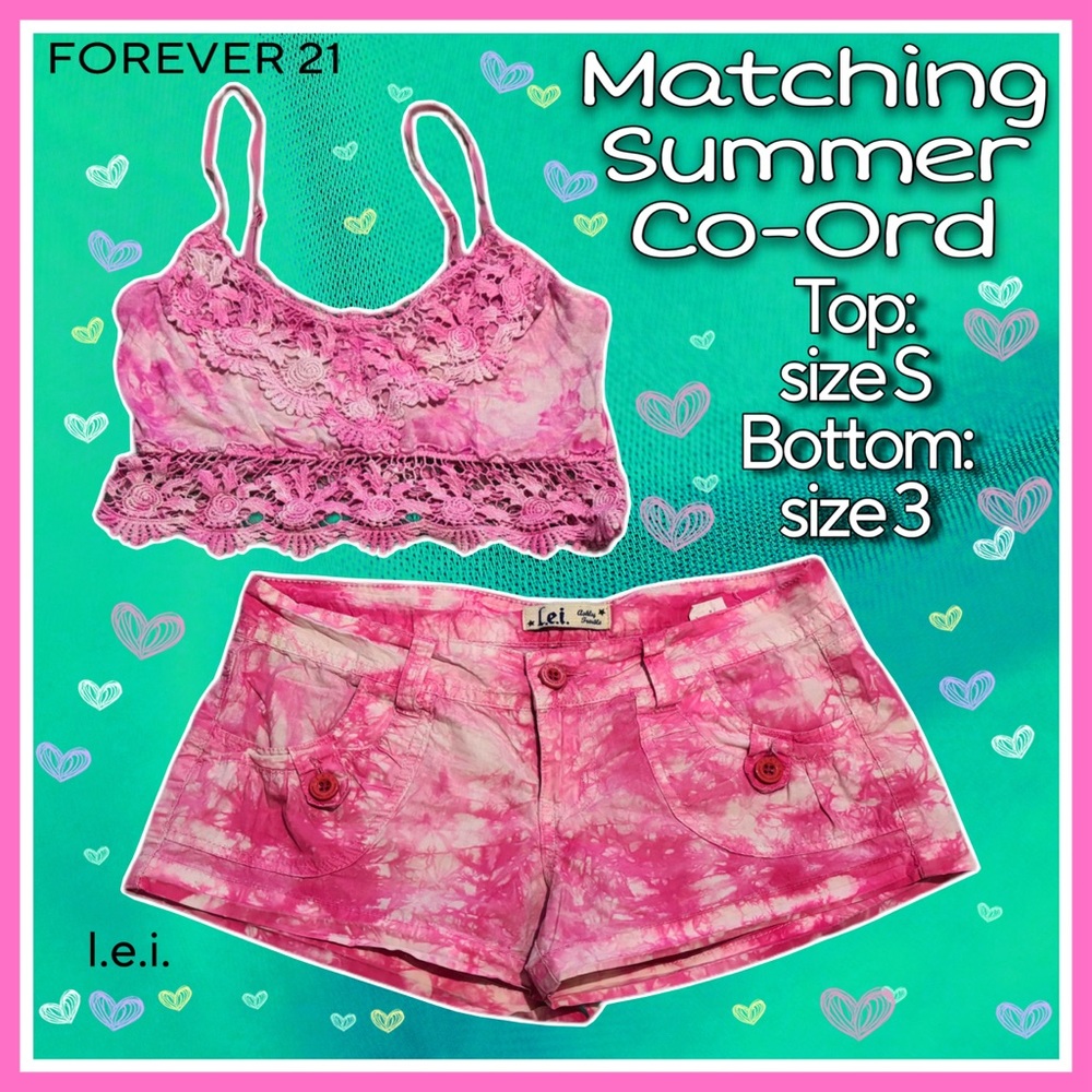 teeny tiny pink tie dyed matching OUTFIT size S